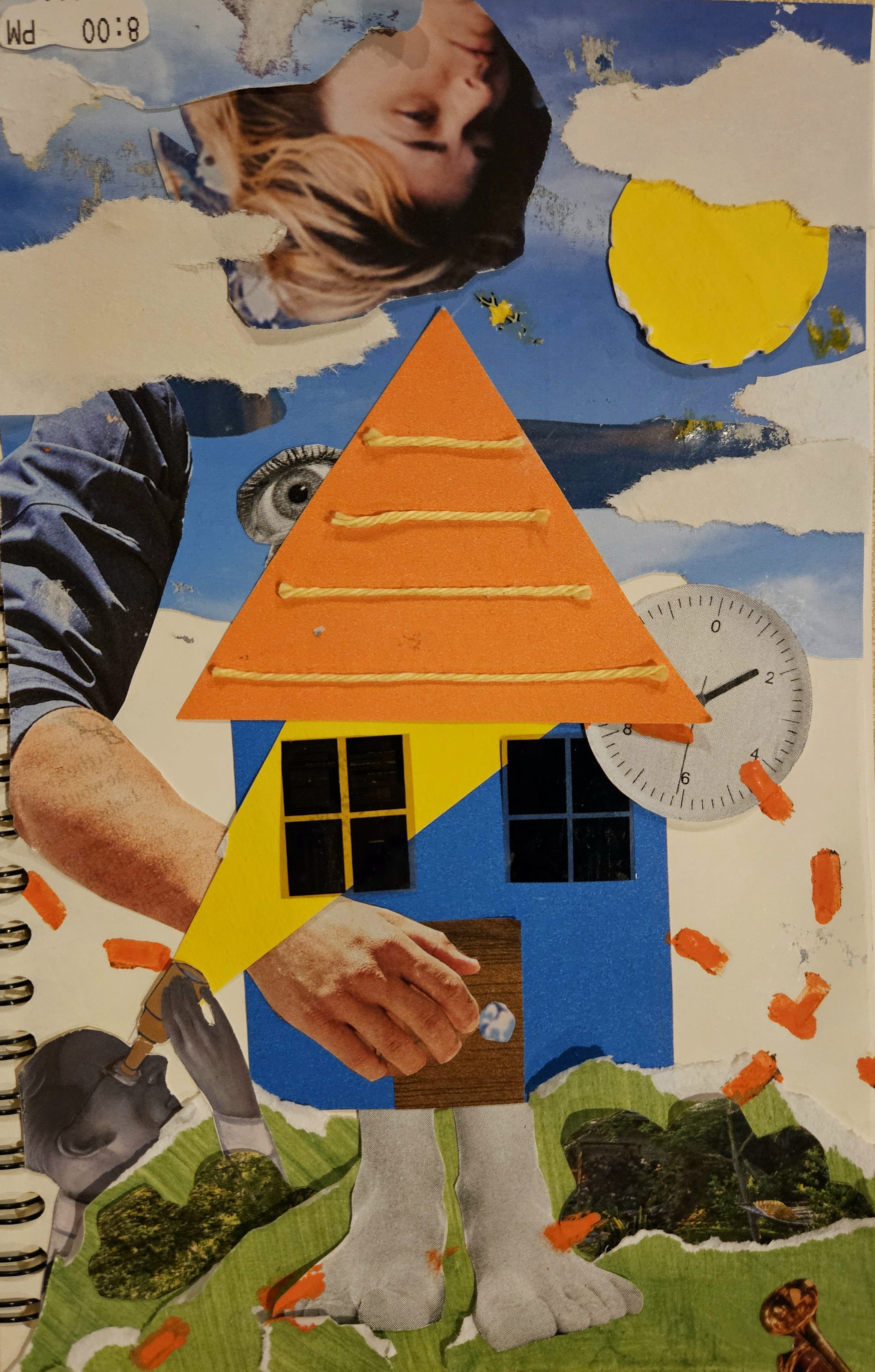 Surrealist collage of house landscape
