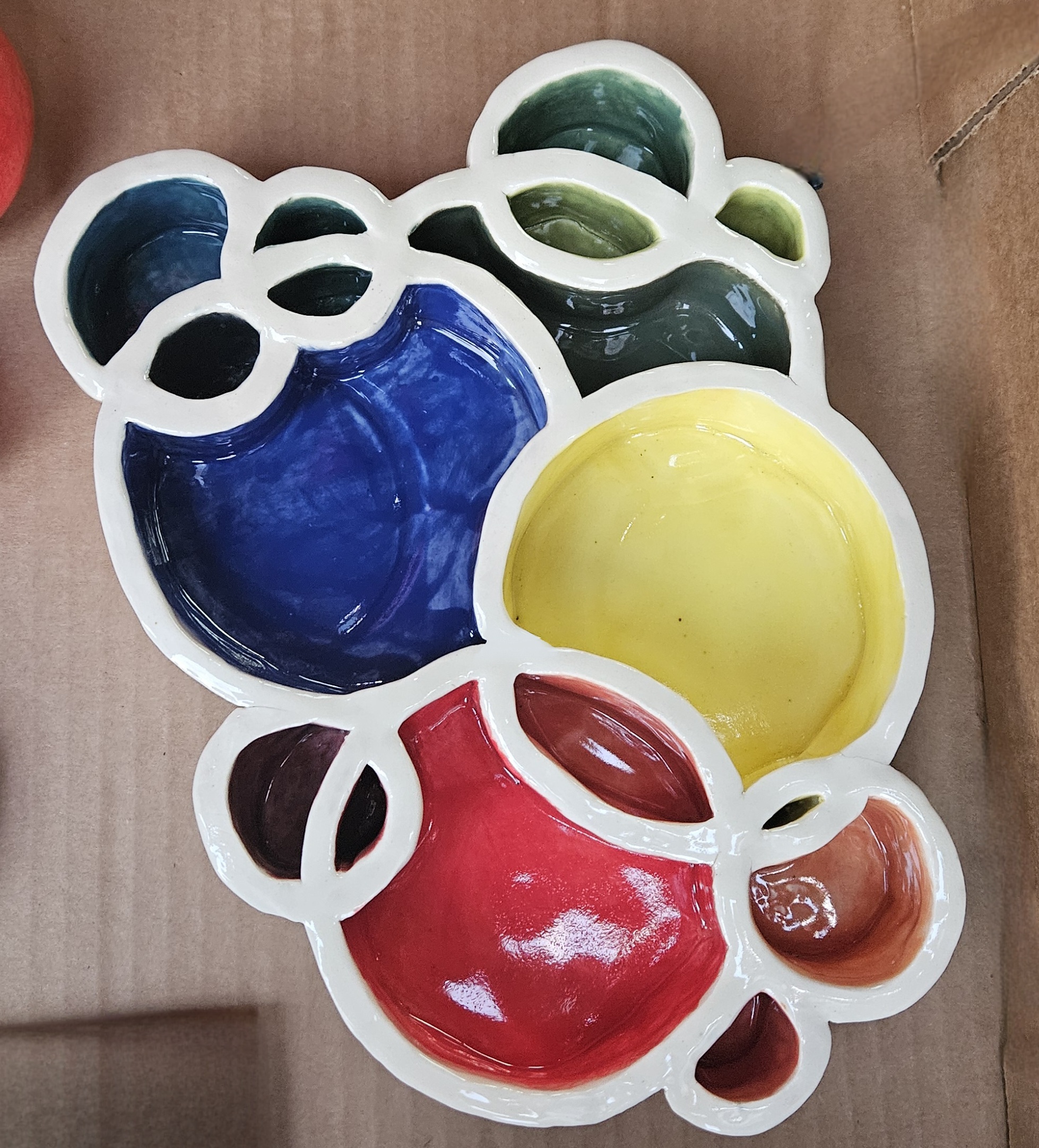 Ceramic rainbow geometric dish