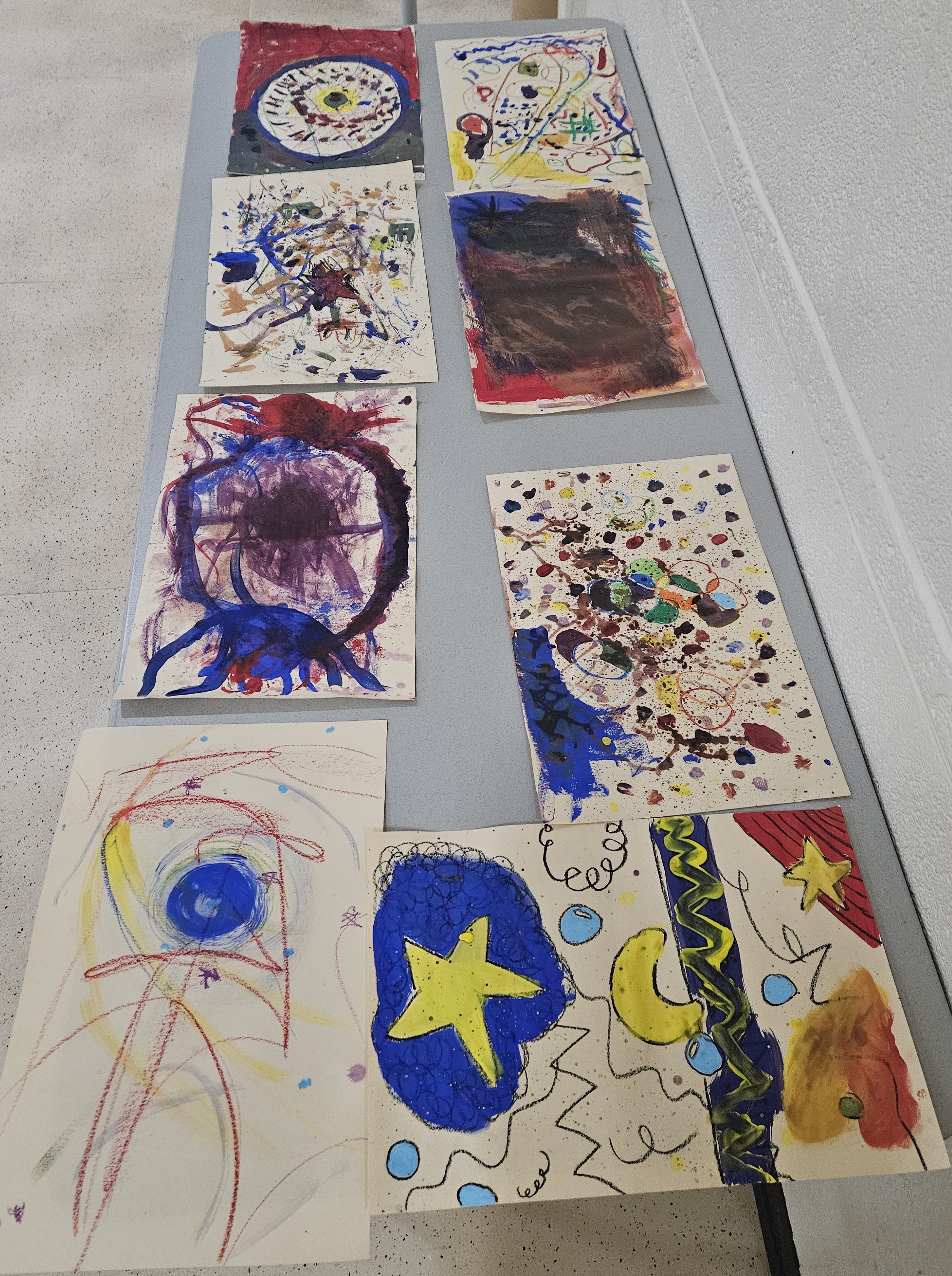Children's abstract paintings